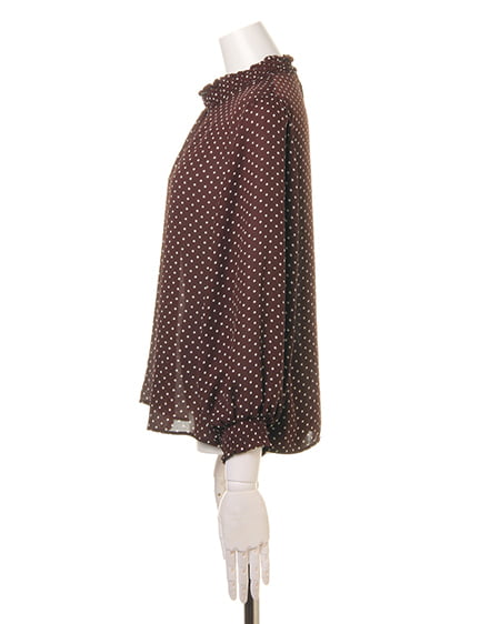 INGNI（イング） ドット柄シャーリングハイネック／TOPS ﾌﾞﾗｳﾝ