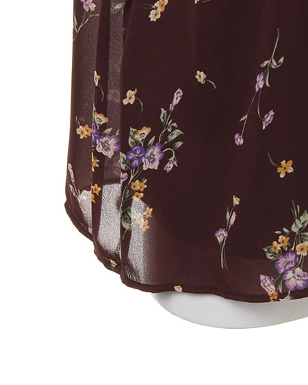 INGNI(イング) フリル花柄スタンド/ブラウス ブラウン