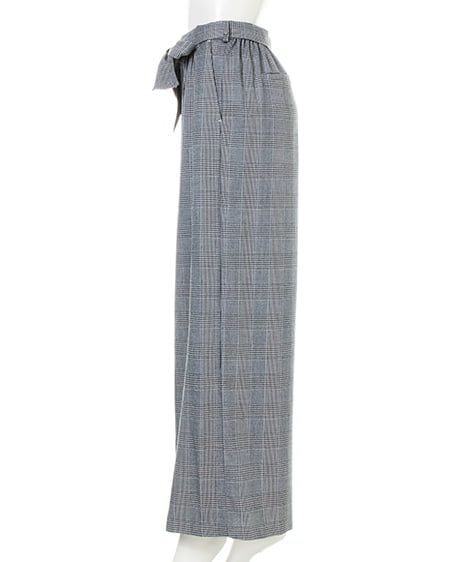 INGNI（イング） サッシュ付グレンチェック柄ワイド／パンツ ｸﾞﾚﾝﾁｪｯｸ