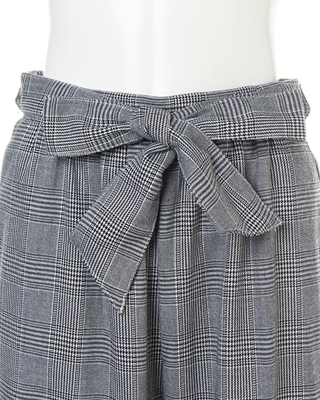 INGNI（イング） サッシュ付グレンチェック柄ワイド／パンツ ｸﾞﾚﾝﾁｪｯｸ