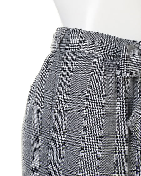 INGNI（イング） サッシュ付グレンチェック柄ワイド／パンツ ｸﾞﾚﾝﾁｪｯｸ