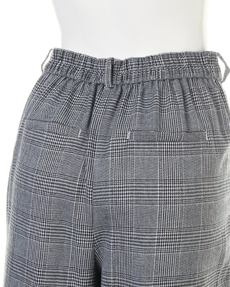 INGNI（イング） サッシュ付グレンチェック柄ワイド／パンツ ｸﾞﾚﾝﾁｪｯｸ