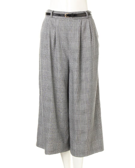 INGNI（イング） ベルト付グレンチェック柄ガウチョ／パンツ ｸﾞﾚﾝﾁｪｯｸ