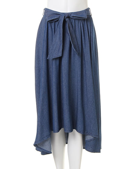 INGNI（イング） 共生地サッシュ付Peツイルイレヘム／スカート ﾃﾞﾆﾑ/ﾌﾞﾙｰ