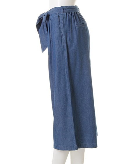 INGNI（イング） サッシュ付トロミガウチョ／パンツ ﾃﾞﾆﾑ/ﾌﾞﾙｰ