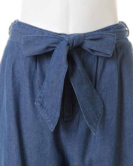 INGNI（イング） サッシュ付トロミガウチョ／パンツ ﾃﾞﾆﾑ/ﾌﾞﾙｰ