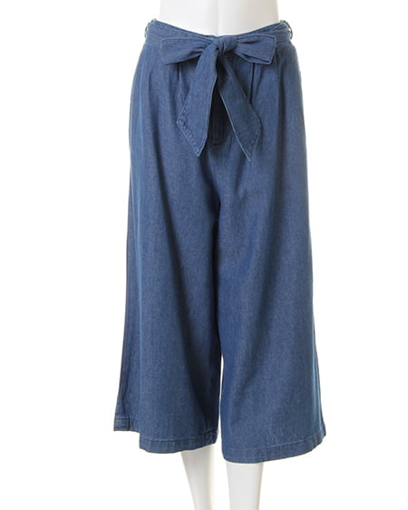 INGNI(イング) サッシュ付トロミガウチョ／パンツ ﾃﾞﾆﾑ/ﾌﾞﾙｰ