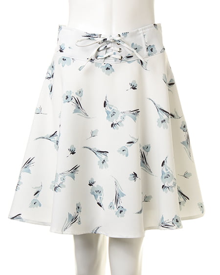 INGNI(イング) 花柄フレア／スカート ｵﾌﾎﾜｲﾄ