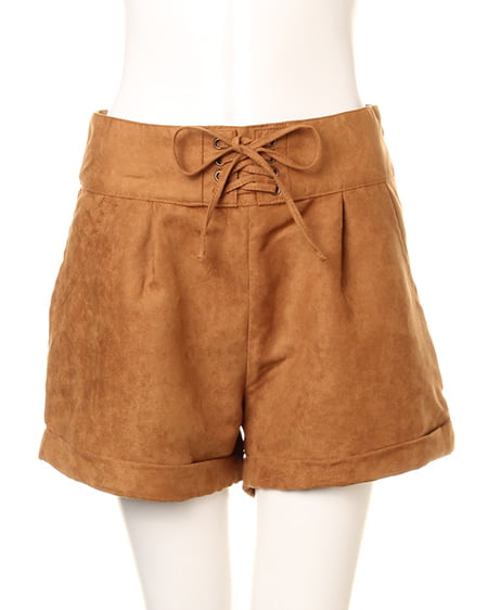 INGNI（イング） マイクロスウェードレースUP／ショートパンツ ｷｬﾒﾙ/A