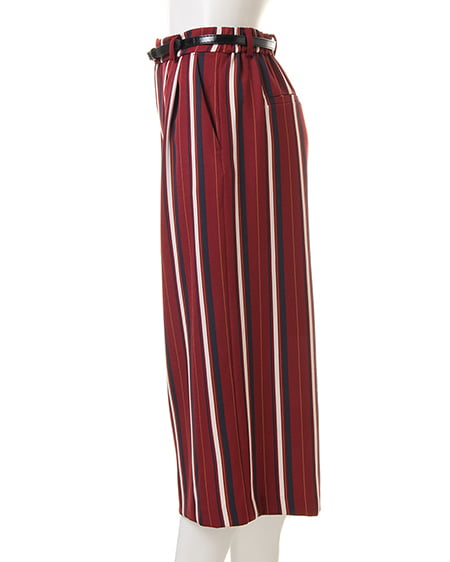 INGNI（イング） ベルト付マルチストライプガウチョ／パンツ ﾎﾞﾙﾄﾞｰ