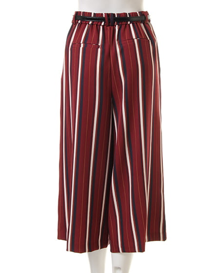 INGNI（イング） ベルト付マルチストライプガウチョ／パンツ ﾎﾞﾙﾄﾞｰ