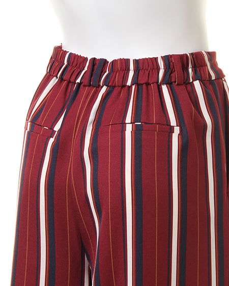 INGNI（イング） ベルト付マルチストライプガウチョ／パンツ ﾎﾞﾙﾄﾞｰ