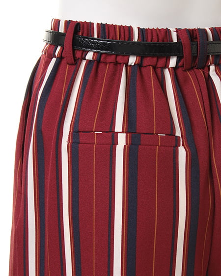 INGNI（イング） ベルト付マルチストライプガウチョ／パンツ ﾎﾞﾙﾄﾞｰ