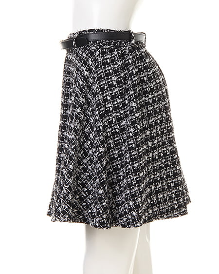 INGNI（イング） ベルト付ツイードフレア／スカート ﾂｨｰﾄﾞ/A