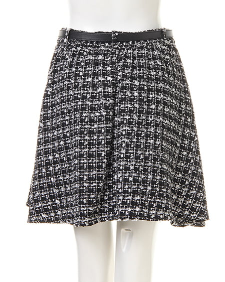 INGNI（イング） ベルト付ツイードフレア／スカート ﾂｨｰﾄﾞ/A