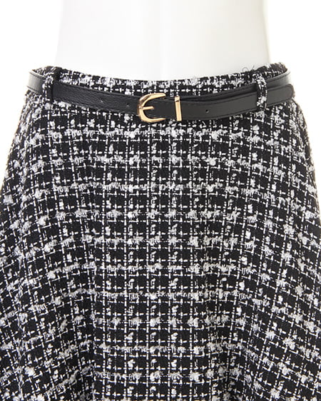 INGNI（イング） ベルト付ツイードフレア／スカート ﾂｨｰﾄﾞ/A