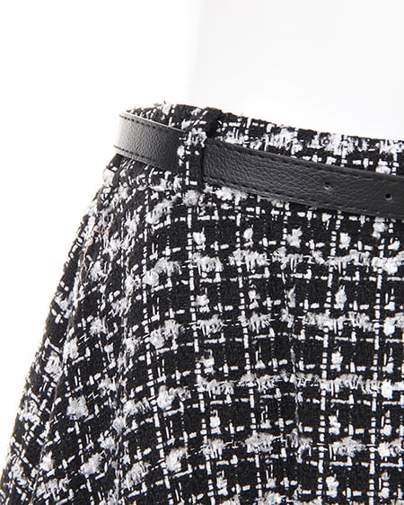 INGNI（イング） ベルト付ツイードフレア／スカート ﾂｨｰﾄﾞ/A