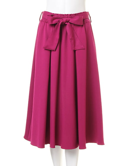 INGNI(イング) サッシュ付TRシャーリングミディ/スカート パープル/ピンク