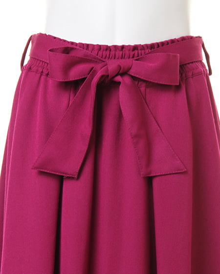 INGNI(イング) サッシュ付TRシャーリングミディ/スカート パープル/ピンク