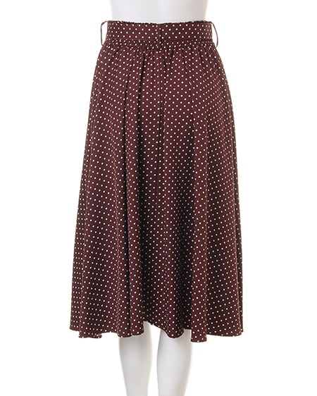 INGNI（イング） サッシュ付ドット柄シャーリングミディ／スカート ﾌﾞﾗｳﾝ/ｵﾌﾎﾜｲﾄ