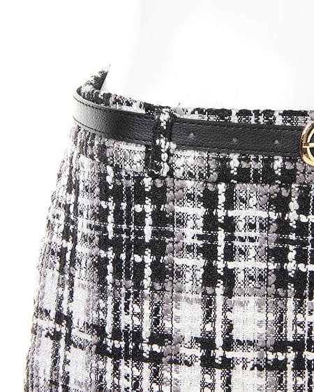 INGNI（イング） ベルト付ツイード台形／スカート ｵﾌﾎﾜｲﾄ/ｸﾛ