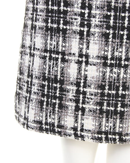 INGNI（イング） ベルト付ツイード台形／スカート ｵﾌﾎﾜｲﾄ/ｸﾛ