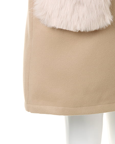 INGNI（イング） ファーポケ付フェイクウール台形／スカート ﾍﾞｰｼﾞｭ