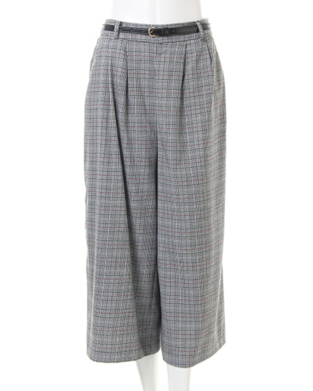 INGNI(イング) ベルト付グレンチェック／パンツ グレー/アカA