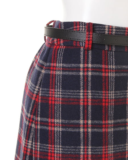 INGNI（イング） ベルト付チェック柄台形／スカート ｺﾝ/ﾁｪｯｸ