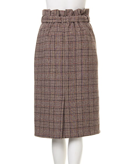 INGNI（イング） 共ベルト付グレンチェックナロー／スカート ﾌﾞﾗｳﾝ/ﾁｪｯｸ