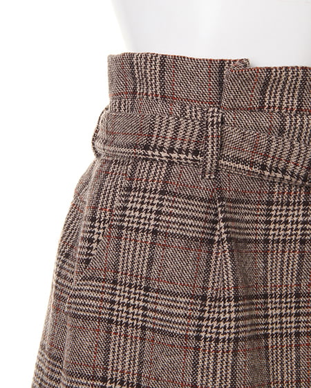 INGNI（イング） 共ベルト付グレンチェックナロー／スカート ﾌﾞﾗｳﾝ/ﾁｪｯｸ