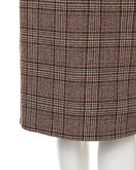 INGNI（イング） 共ベルト付グレンチェックナロー／スカート ﾌﾞﾗｳﾝ/ﾁｪｯｸ