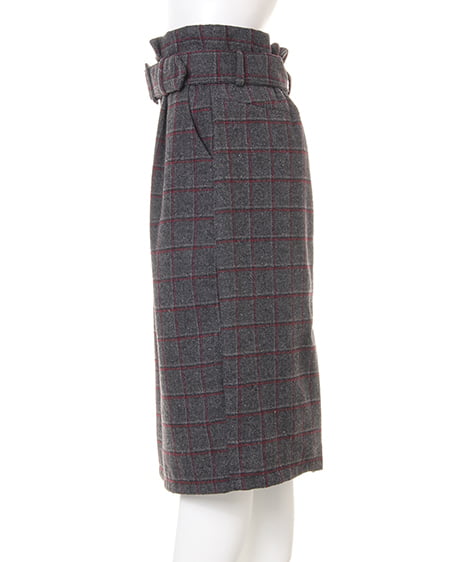 INGNI（イング） 共ベルト付チェック柄ナロー／スカートA ｸﾞﾚｰ/ﾁｪｯｸ