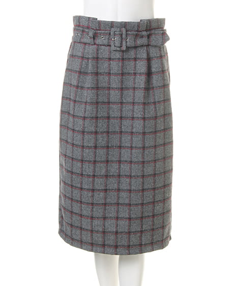 INGNI(イング) 共ベルト付チェック柄ナロー／スカートA グレー/チェックA