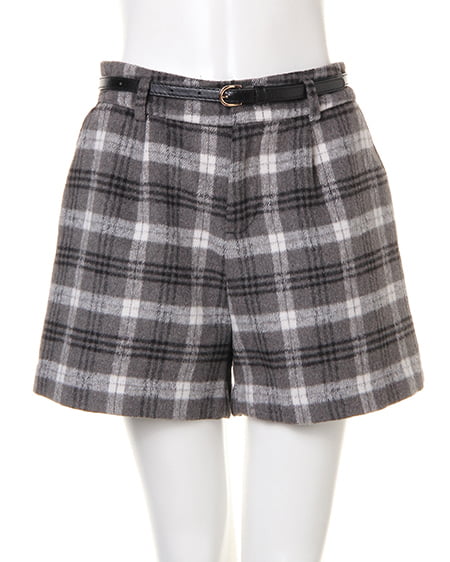 INGNI(イング) シャギーチェックショート/パンツ グレー/チェック