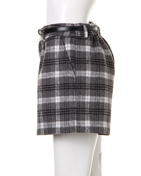 INGNI(イング) シャギーチェックショート/パンツ グレー/チェック