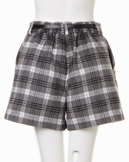 INGNI(イング) シャギーチェックショート/パンツ グレー/チェック