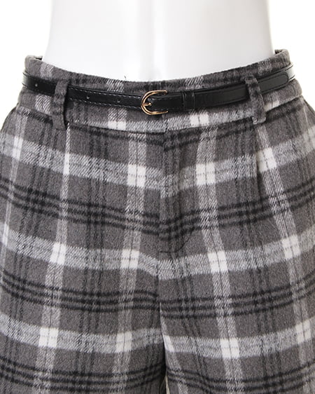 INGNI(イング) シャギーチェックショート/パンツ グレー/チェック