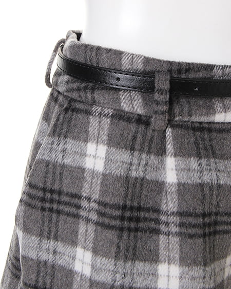 INGNI(イング) シャギーチェックショート/パンツ グレー/チェック