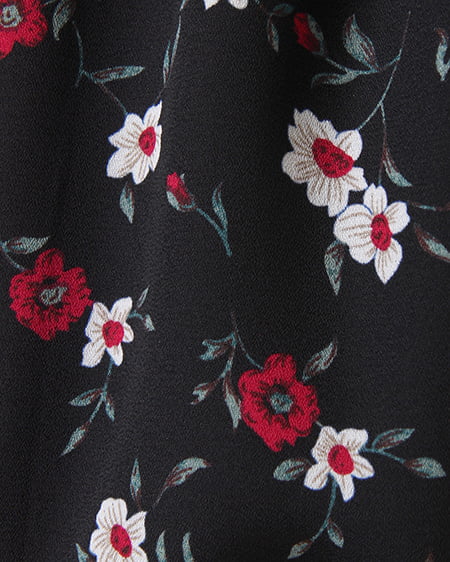 INGNI（イング） 花柄シャーリングハイネックワンピース ｸﾛ