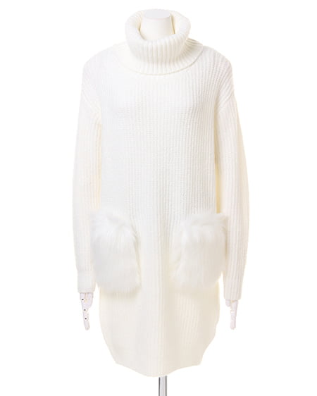 INGNI（イング） 片畦ファーポケット付／ワンピース ｵﾌﾎﾜｲﾄ