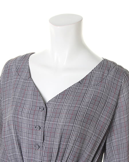 INGNI（イング） グレンチェックレースUPイレヘム／ワンピース ｸﾞﾚｰ/ｱｶ