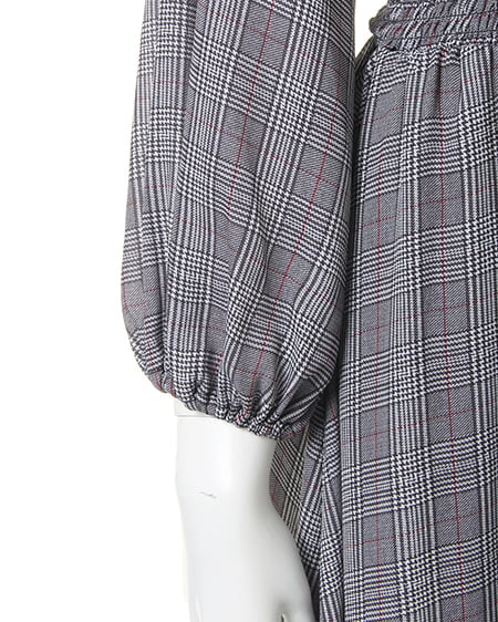 INGNI（イング） グレンチェックレースUPイレヘム／ワンピース ｸﾞﾚｰ/ｱｶ