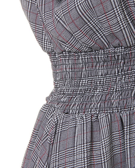 INGNI（イング） グレンチェックレースUPイレヘム／ワンピース ｸﾞﾚｰ/ｱｶ
