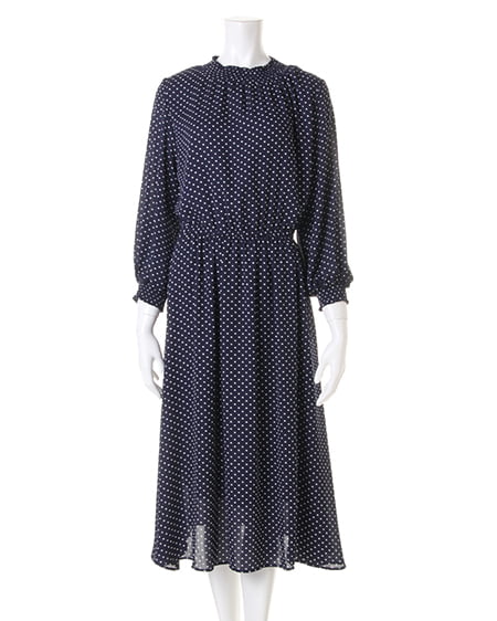 INGNI（イング） ドット柄ハイネック／ワンピース ｺﾝ/ｵﾌﾎﾜｲﾄ