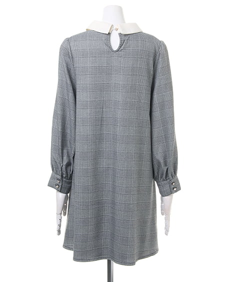 INGNI（イング） 襟付グレンチェックフレア／ワンピース ｸﾞﾚｰ/ｵﾌﾎﾜｲﾄ