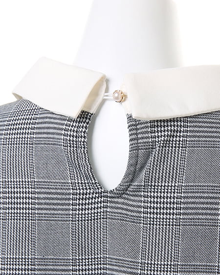 INGNI（イング） 襟付グレンチェックフレア／ワンピース ｸﾞﾚｰ/ｵﾌﾎﾜｲﾄ