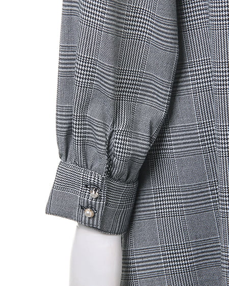 INGNI（イング） 襟付グレンチェックフレア／ワンピース ｸﾞﾚｰ/ｵﾌﾎﾜｲﾄ