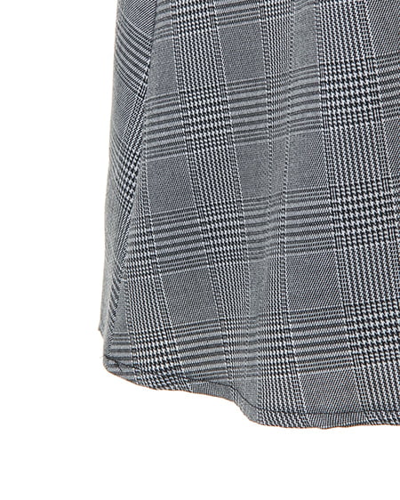 INGNI（イング） 襟付グレンチェックフレア／ワンピース ｸﾞﾚｰ/ｵﾌﾎﾜｲﾄ