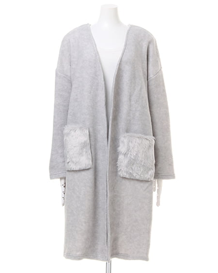 INGNI（イング） ポケットファーロングカーデ ｸﾞﾚｰ